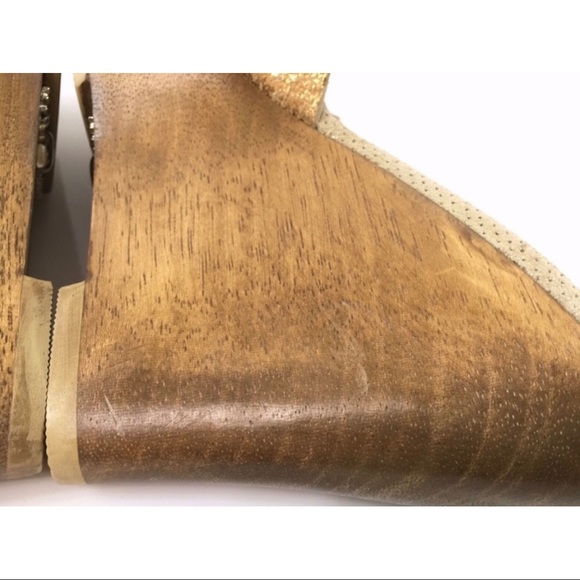 Bridget Gold Glitz Wood Platform Wedge Sandals - Picture 10 of 11